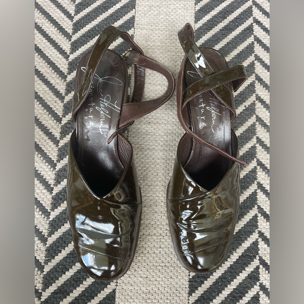 Joan Helpern Brown patent heels
